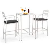 3-Piece Outdoor Bar Set with Aluminum Table and Cushioned Chairs