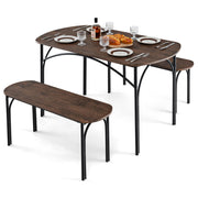 3-Piece Dining Table Set with 2 Benches
