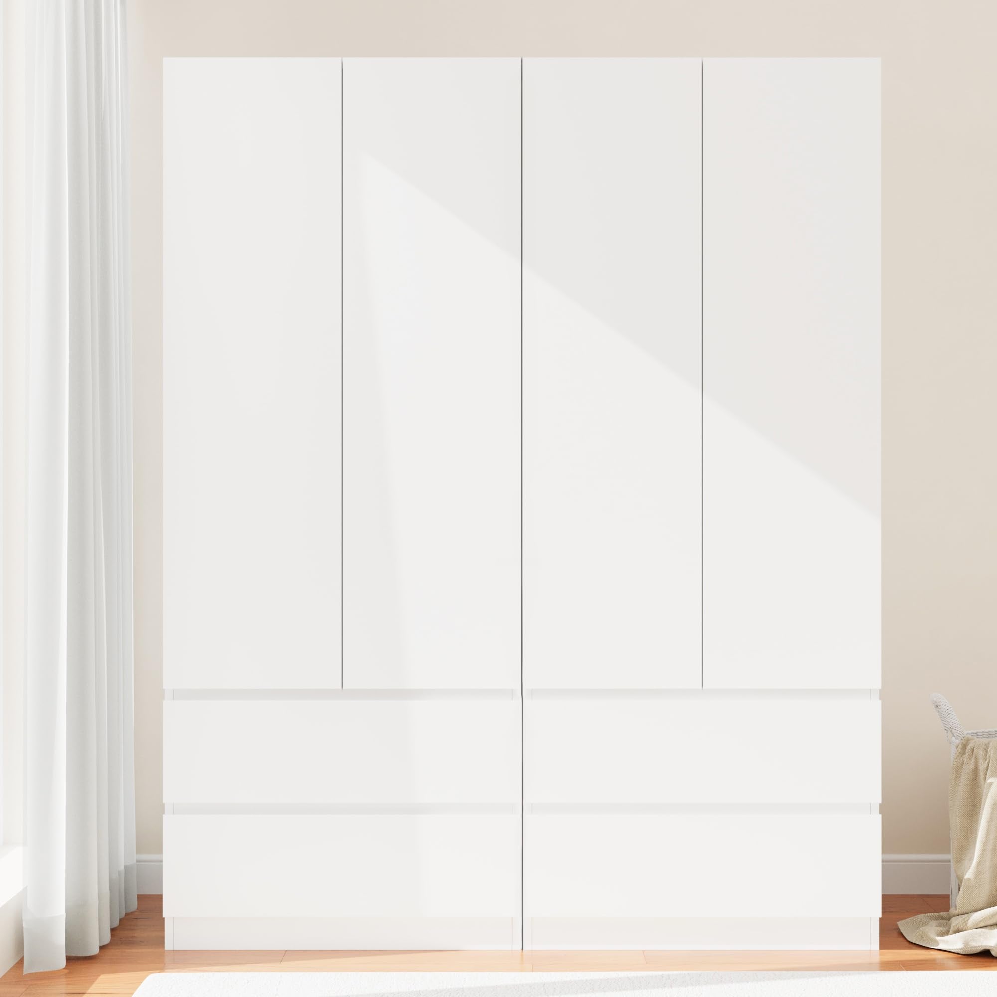 Armoire Wardrobe Closet with 4 Doors and Drawers