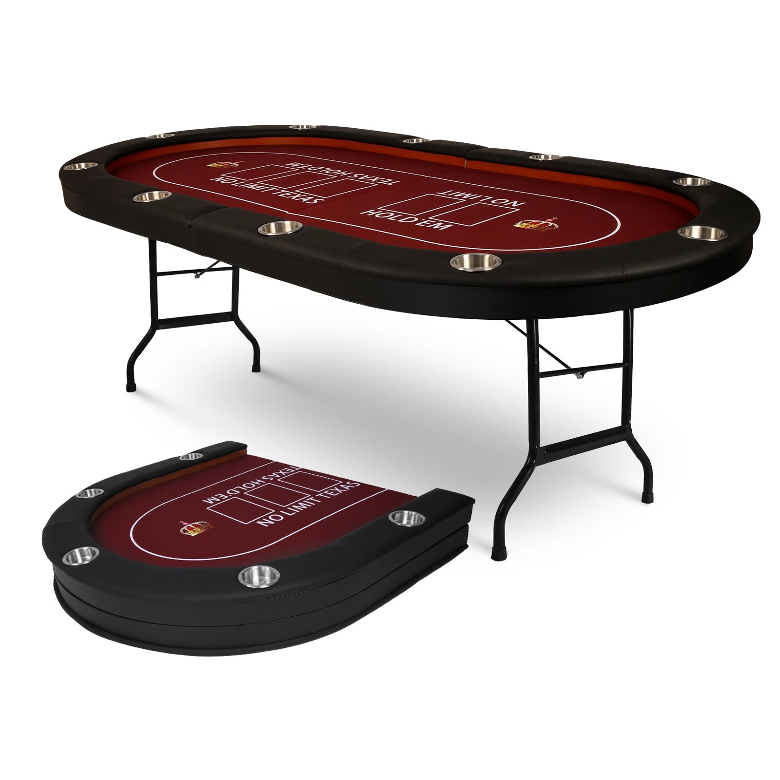 10 Player Foldable Poker Table with Cup Holders