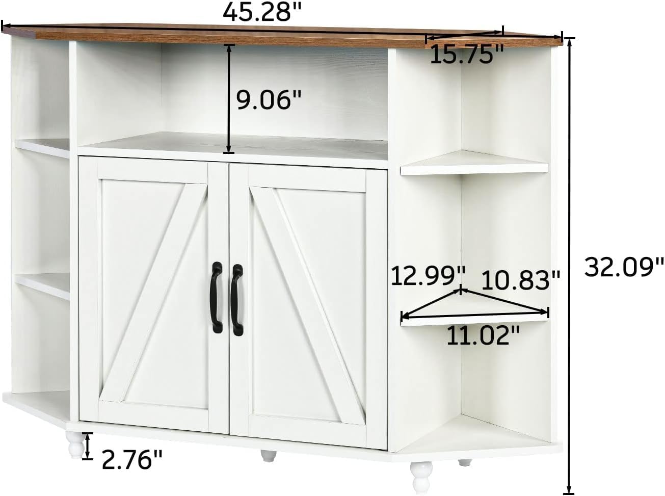 Corner TV Stand with LED Lights and Adjustable Shelves