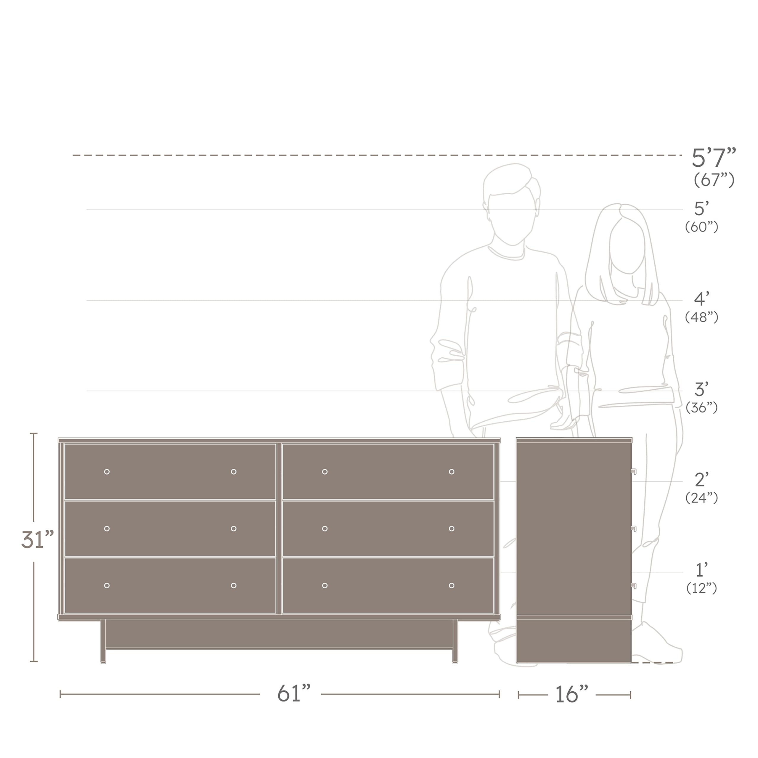 Finnley 6-Drawer Dresser in Natural Oak