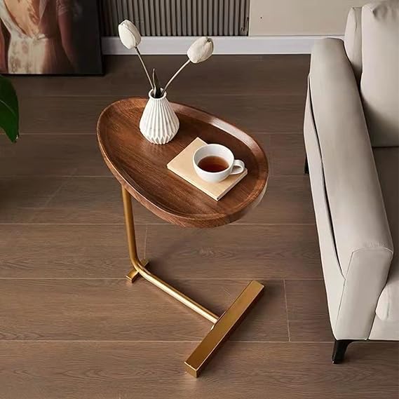 Small C-Shaped Side End Table with Round Top
