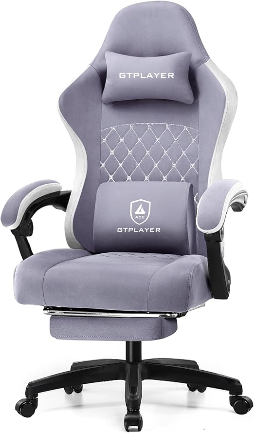 Gaming Chair with Pocket Spring Cushion and Footrest