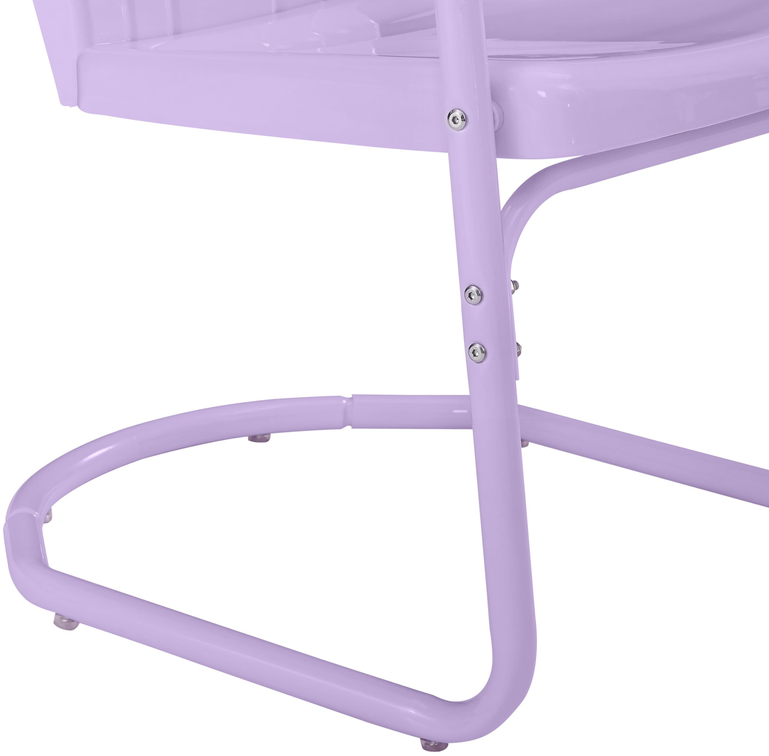 Crosley Furniture Tulip 5-Piece Outdoor Dining Set for 4, Vintage Retro Metal Round Patio Table and Chairs, Lavender Gloss/White Satin