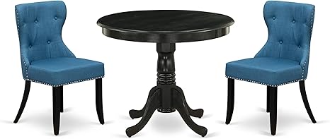 3 Piece Round Dining Table Set with Parsons Chairs