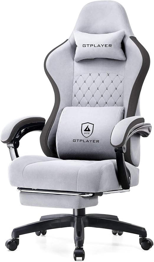 Gaming Chair with Pocket Spring Cushion and Footrest