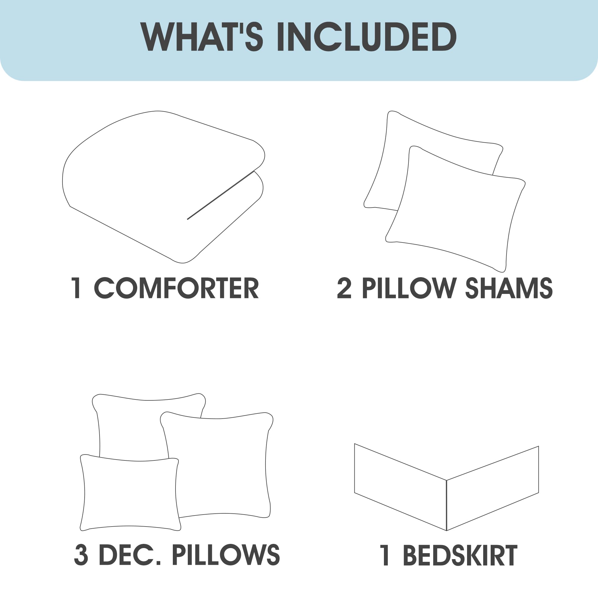 White Queen Comforter Set 7 Piece Bed in a Bag