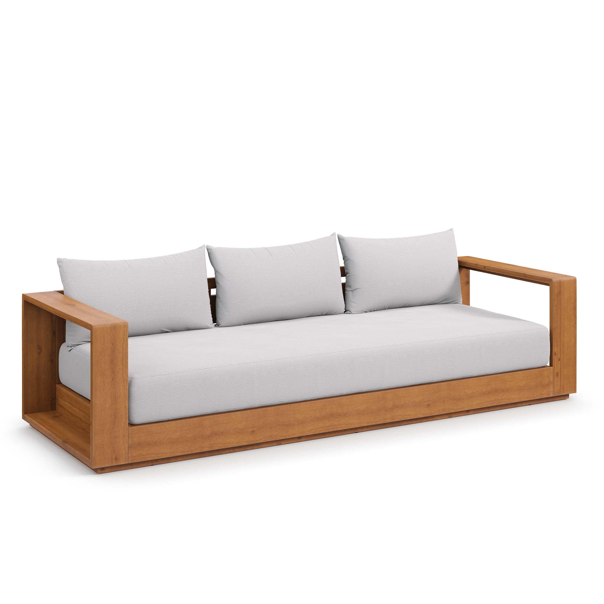 Tahoe Acacia Wood Outdoor Patio Sofa with Weather-Resistant Cushions