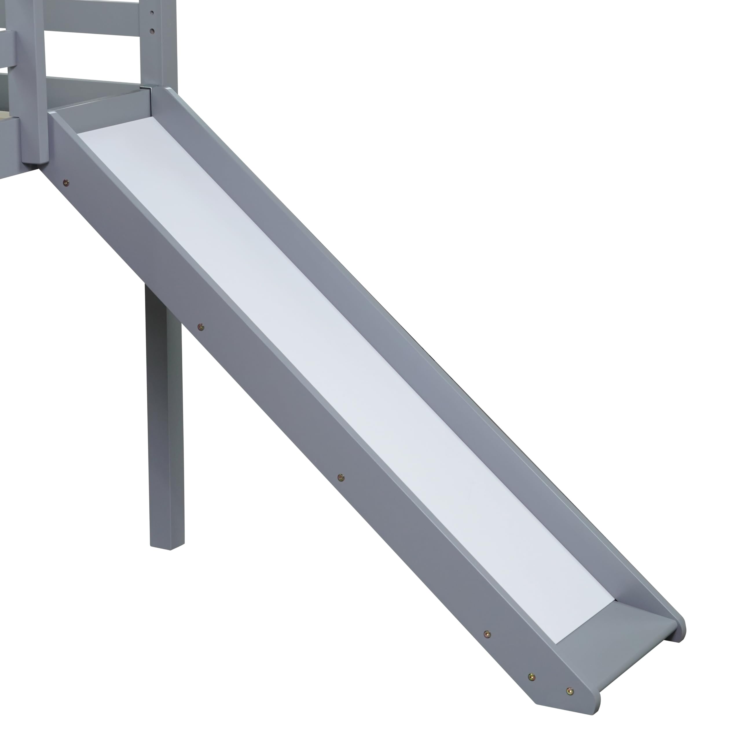 Twin Size Low Loft Bed with Slide and Ladder