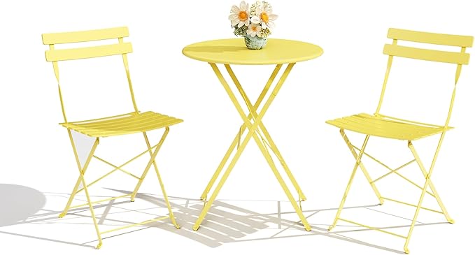 3-Piece Folding Bistro Set - Outdoor Patio Table and Chairs