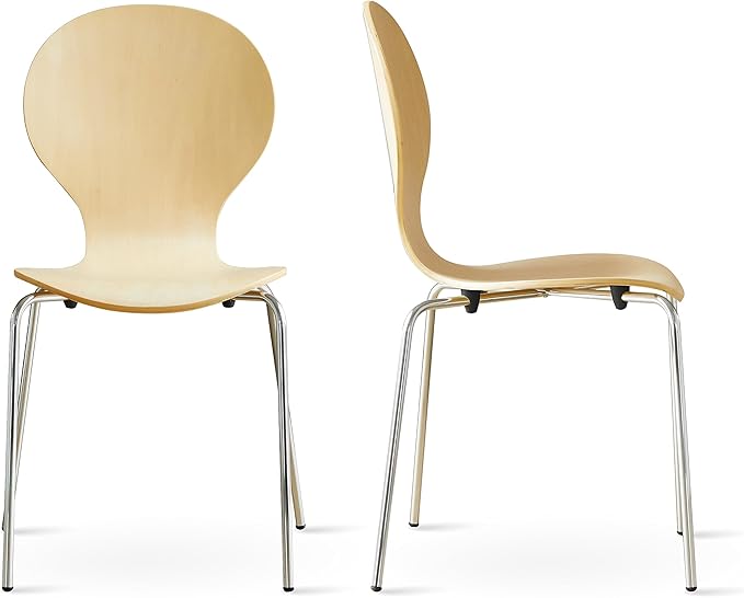 Mid-Century Modern Wooden Dining Chairs Set of 2