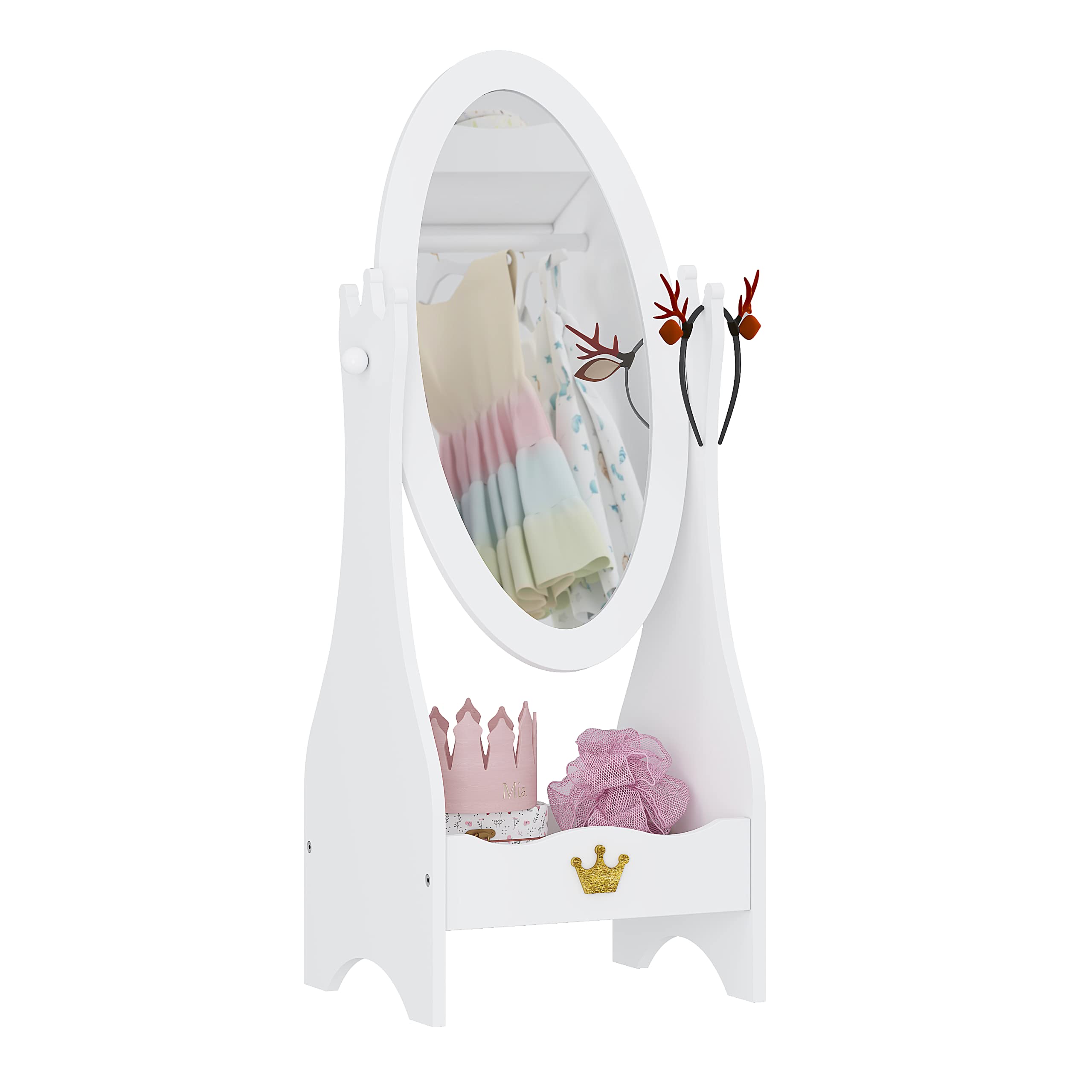 Kids Full Length Dressing Mirror with Storage