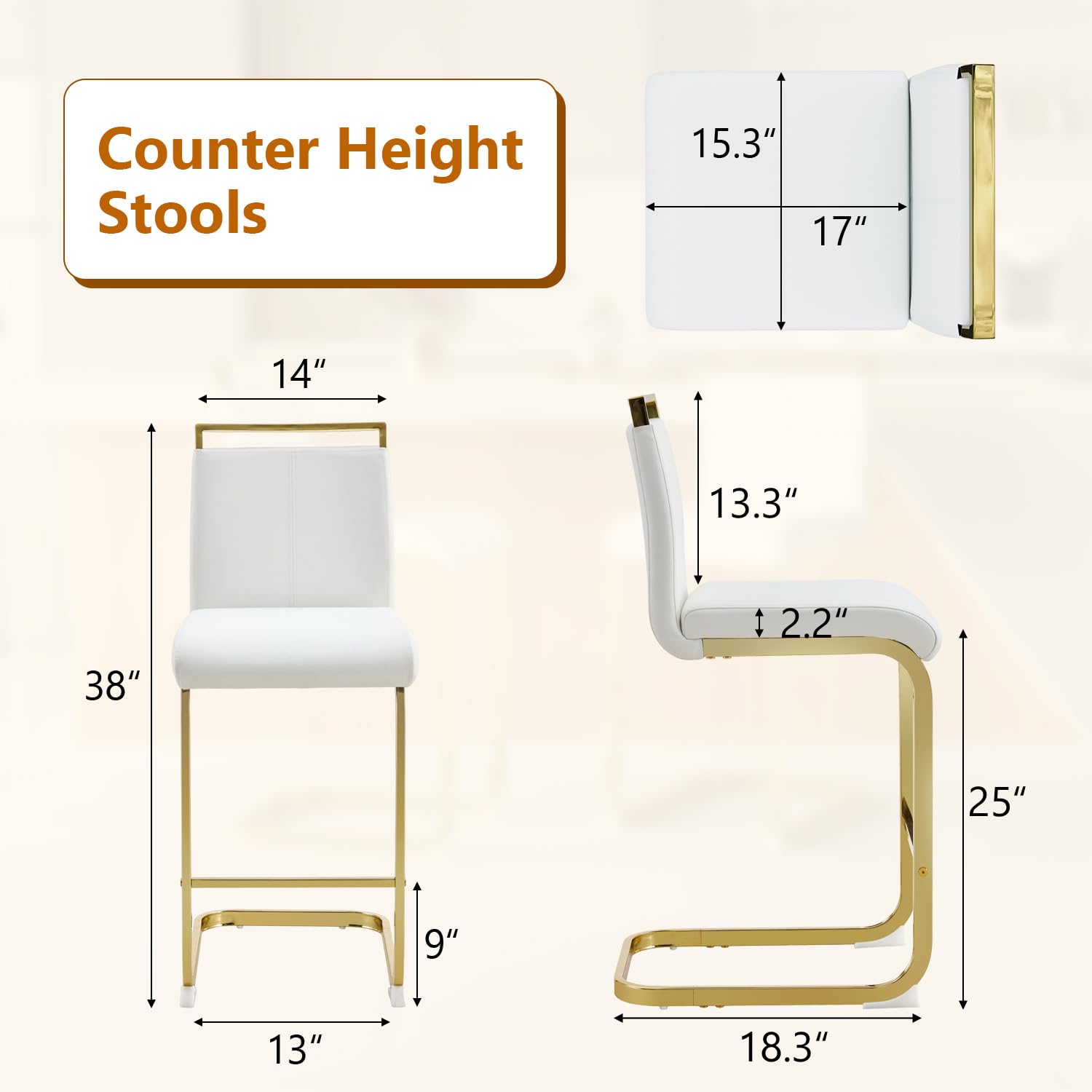 Counter Height Bar Stools Set of 3