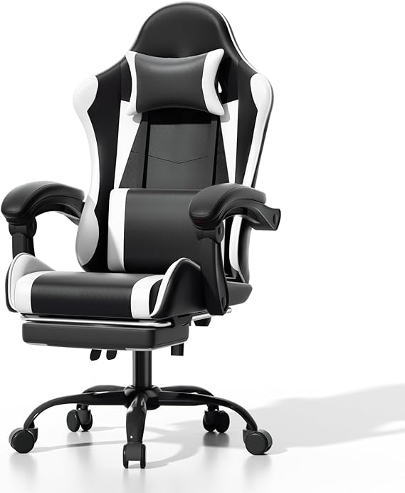 Ergonomic Gaming Chair with Footrest and Lumbar Support
