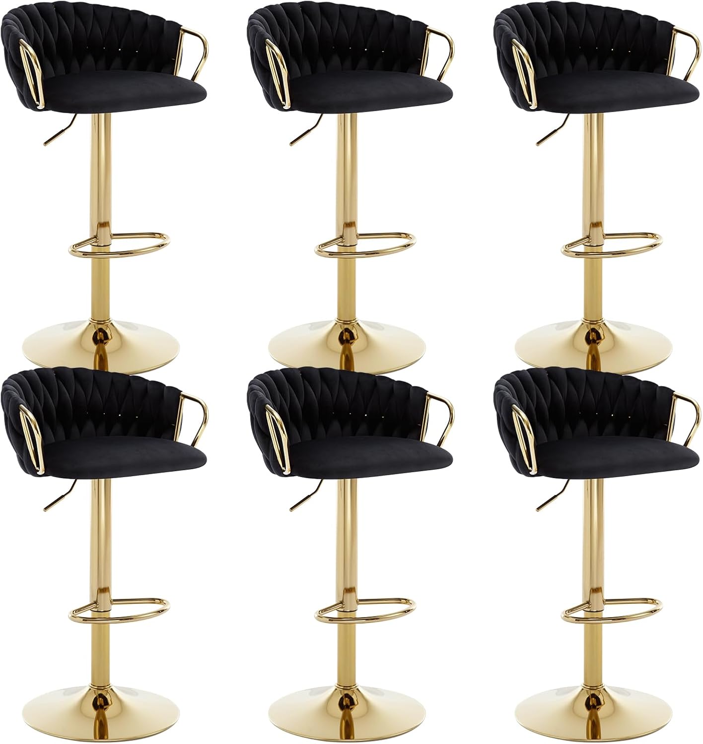 Velvet Bar Stools Set of 2 with Woven Back