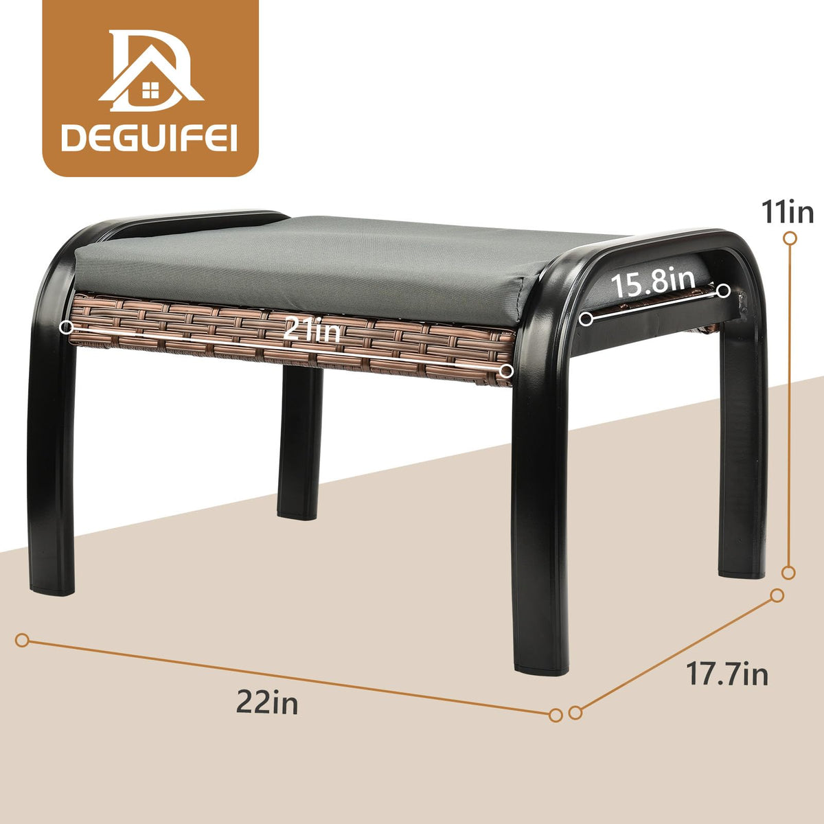 Outdoor Rattan Footstool Ottoman with Cushion