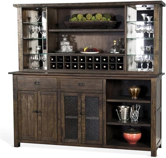 Buffet and Hutch Bar with LED Lights