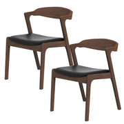 Solid Wood Leather Dining Chair Set of 2