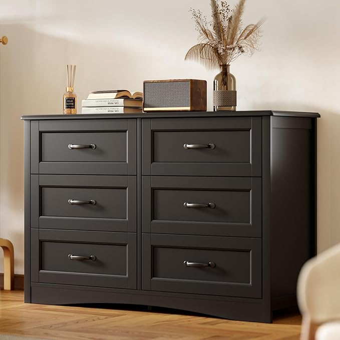 6 Drawer Dresser for Bedroom 47 Inch White