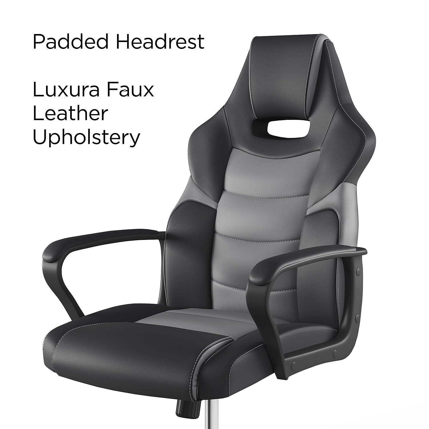 Gaming Chair Black & Gray Faux Leather Reclining