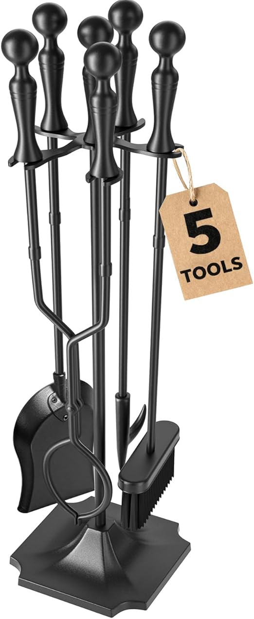 5-Piece Brass Fireplace Tool Set