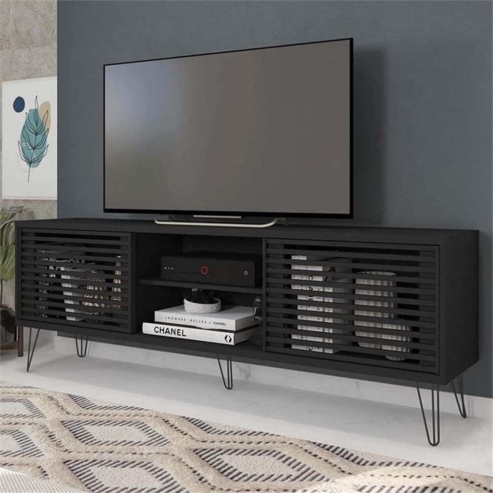 Mid-Century Modern TV Stand 70 Inch Black
