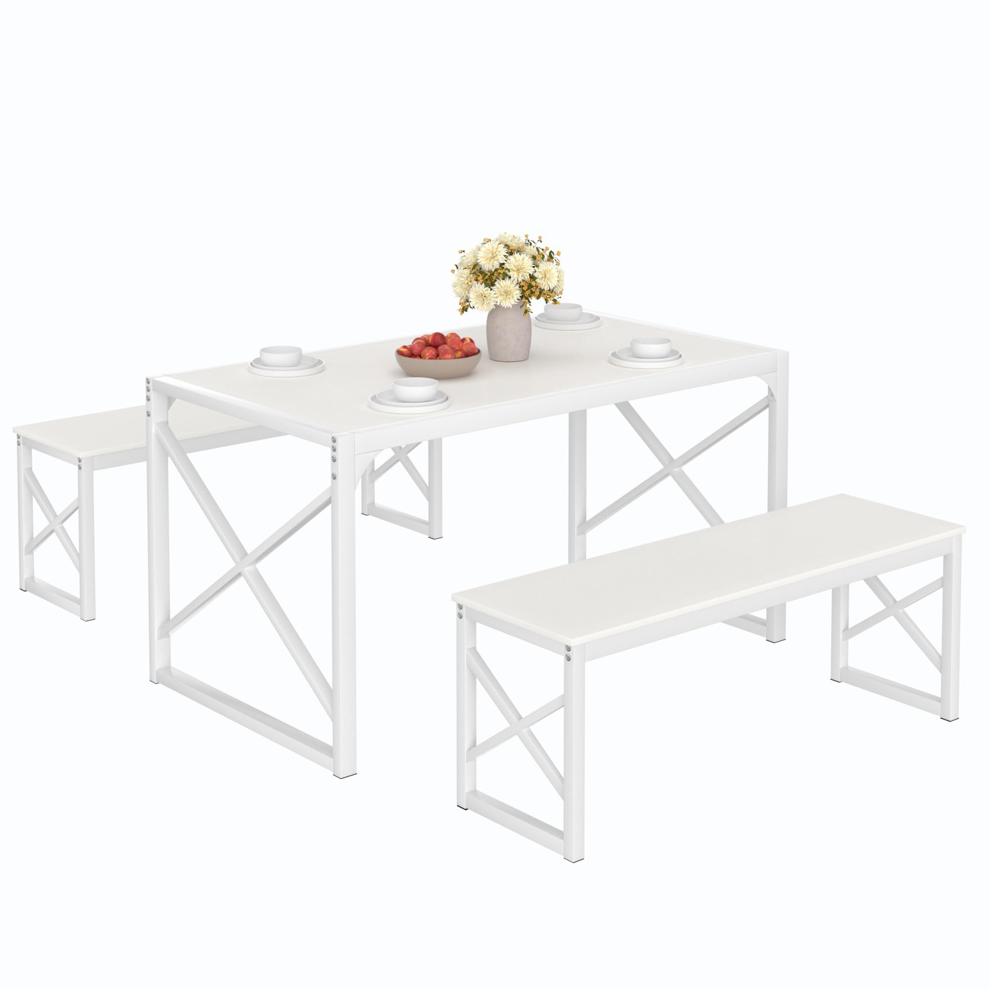 55" Dining Table Set with 2 Benches