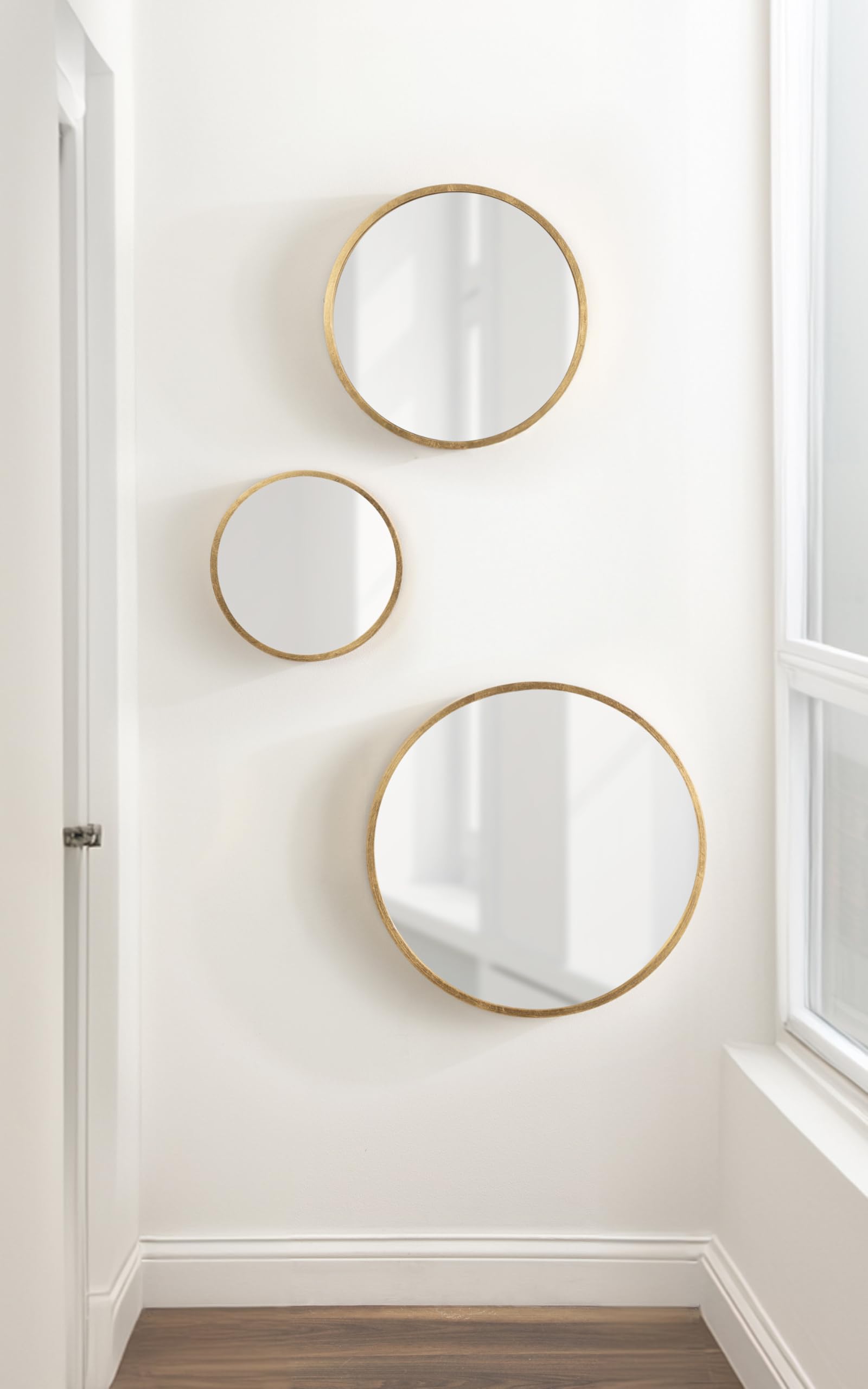 Travis Modern Round Wall Mirror Set - 3 Piece Gold Circle Mirrors