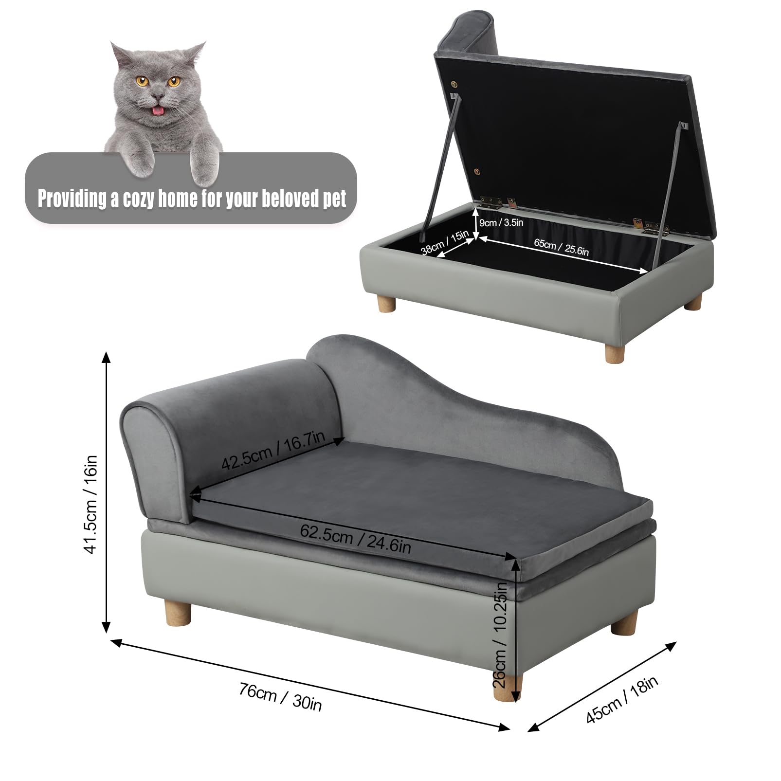 Pet Sofa Bed with Storage