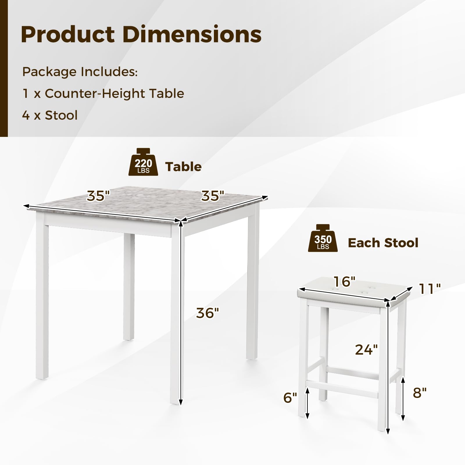 5-Piece Counter Height Dining Set with Bar Stools