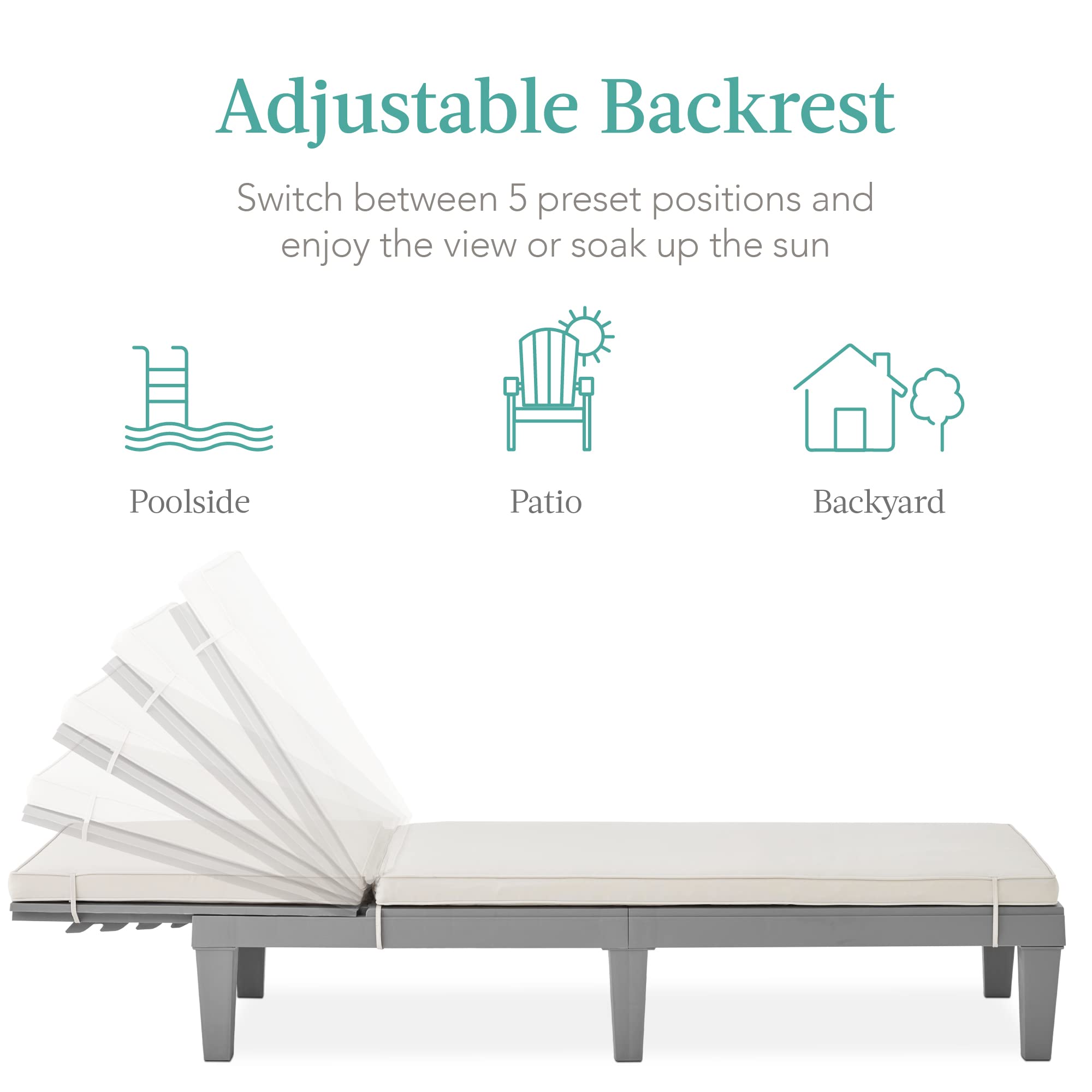 Outdoor Resin Lounge Chair with Adjustable Backrest