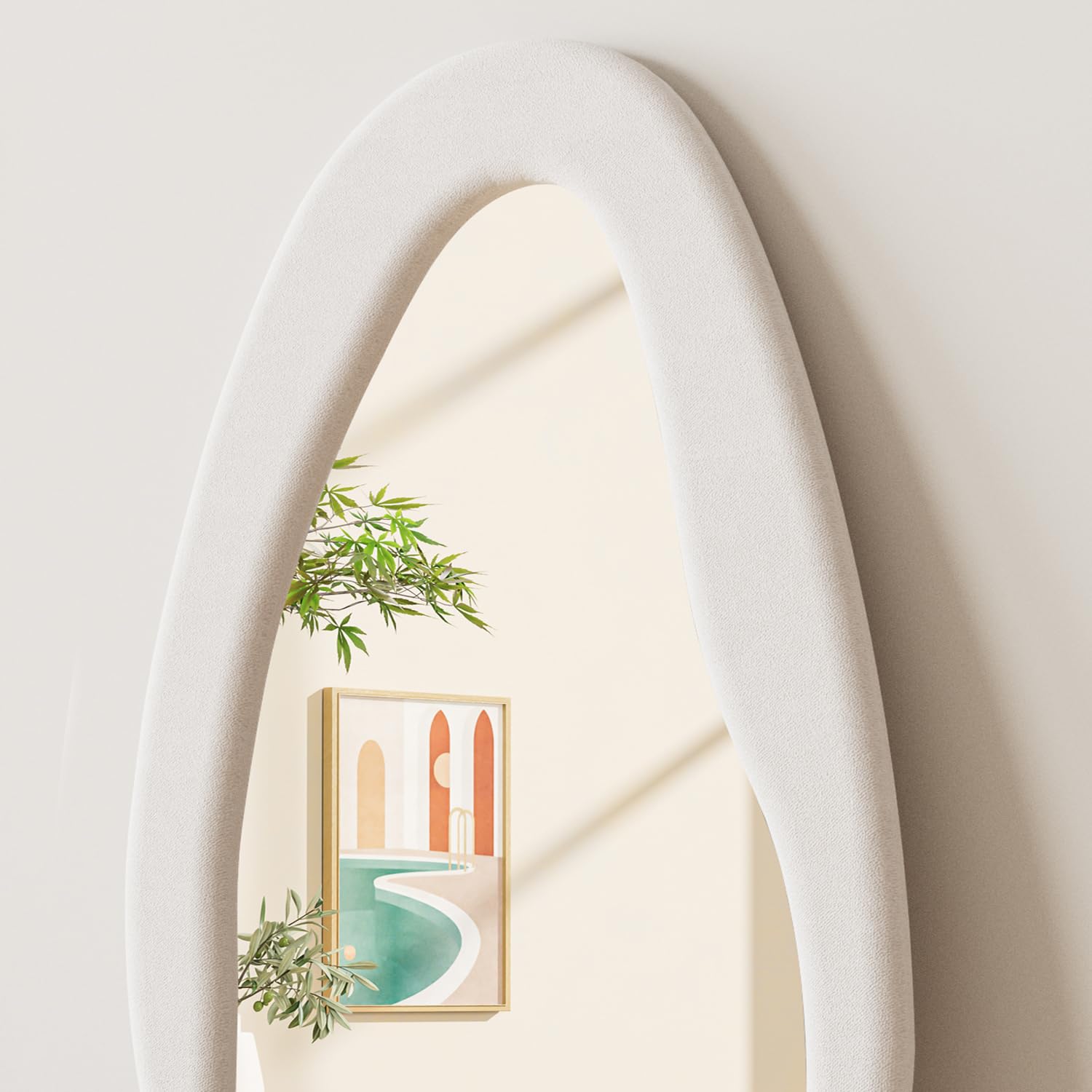 Wavy Full Length Mirror with Flannel Frame