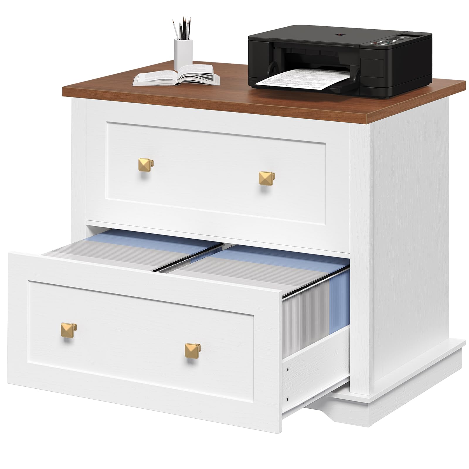 2 Drawer Lateral File Cabinet with Printer Stand