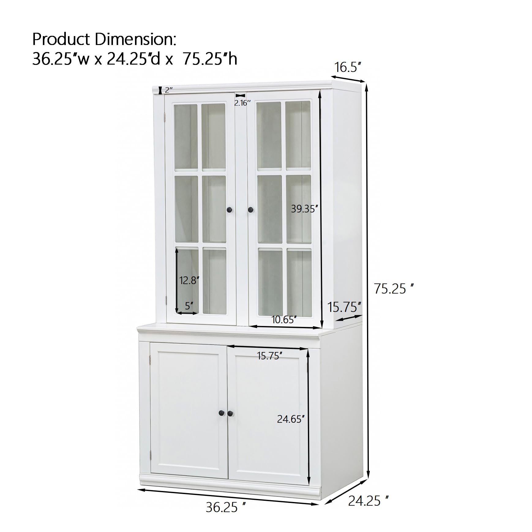 75.25 Inches Tall Display Cabinet with Tempered Glass Door