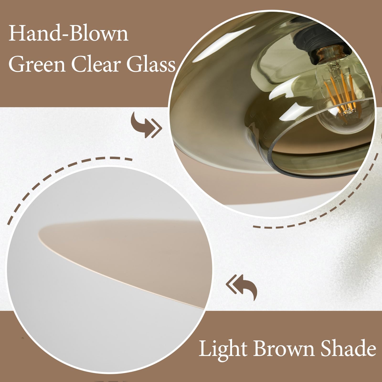 Modern Pendant Light with Olive Green Glass Shade