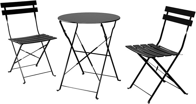3-Piece Folding Bistro Set with 2 Chairs and Table