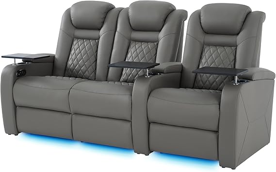 Power Reclining Home Theater Chair with LED Lighting