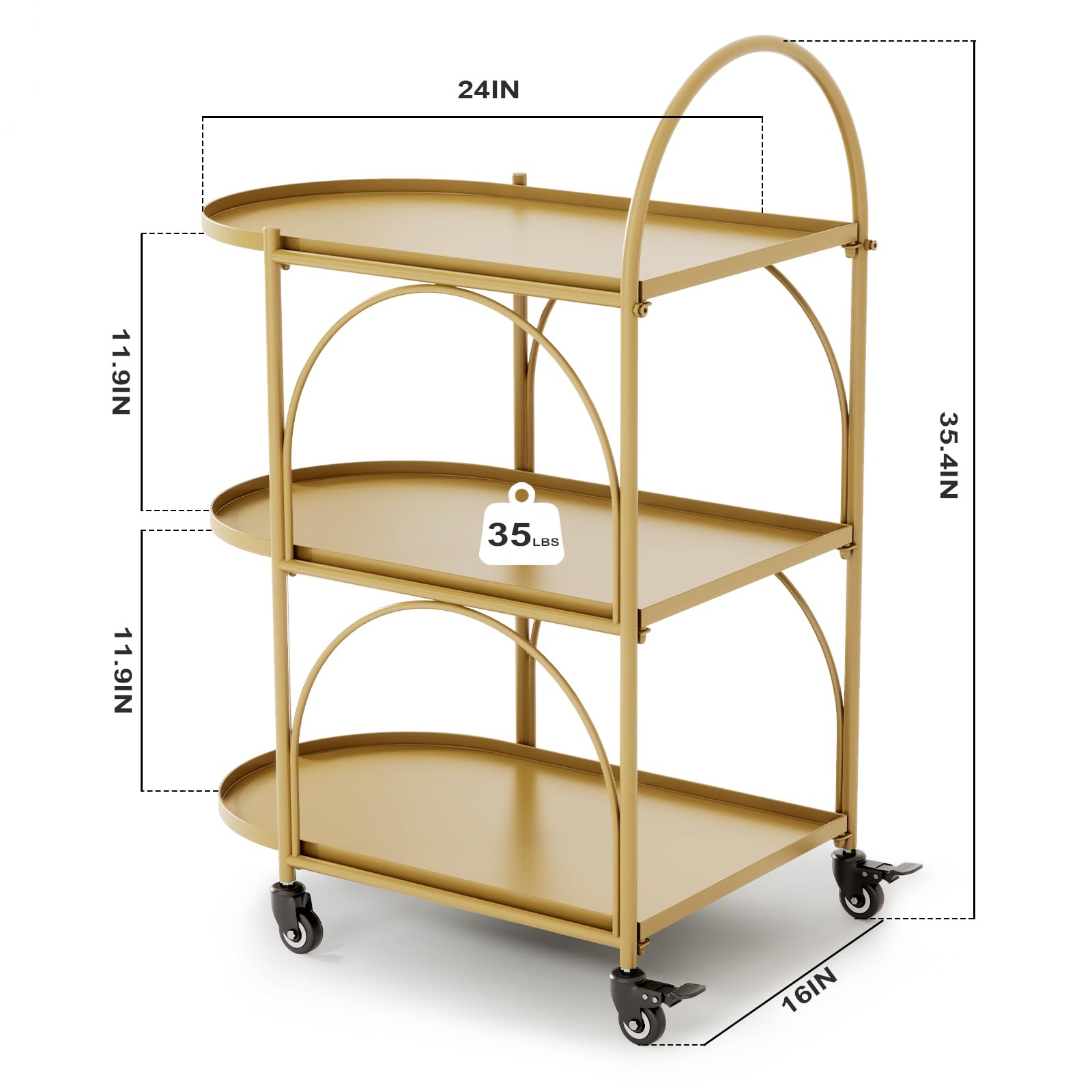 Metal Bar Cart with Lockable Wheels