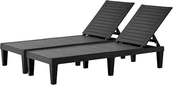 Adjustable Outdoor Chaise Lounge Set of 4 with 5-Position Backrest