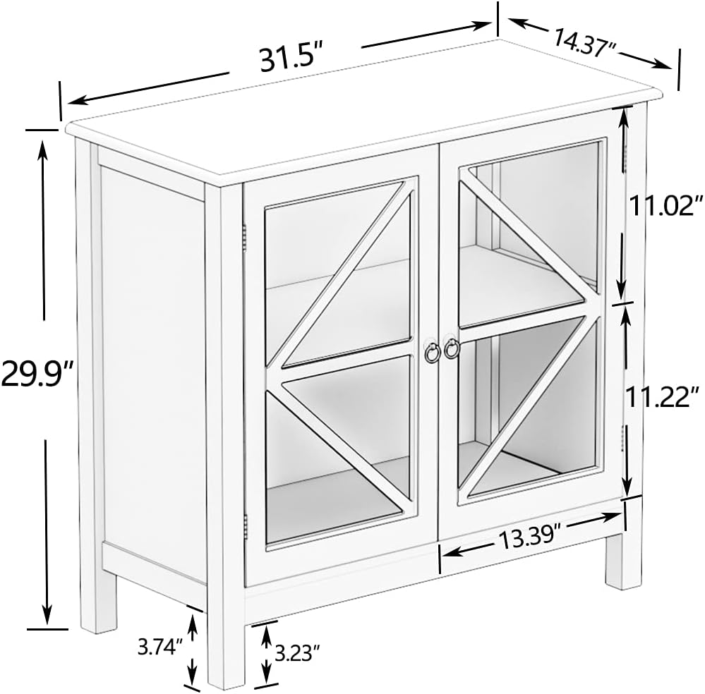 White Glass Door Buffet Sideboard