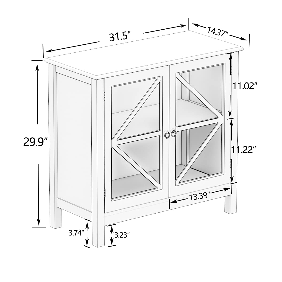 White Glass Door Buffet Sideboard