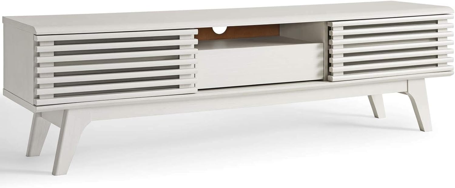 Mid-Century TV Stand with Sliding Doors