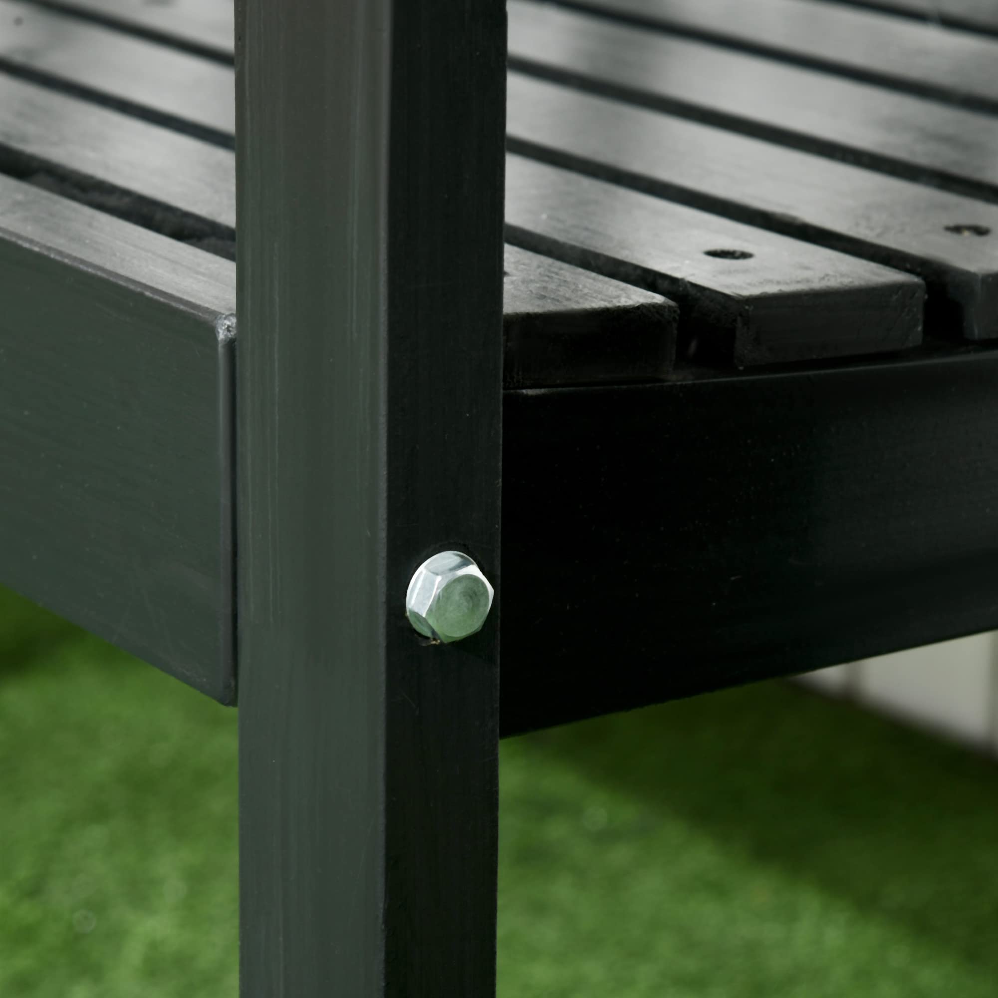 3-Person Wooden Outdoor Bench with Diamond Pattern