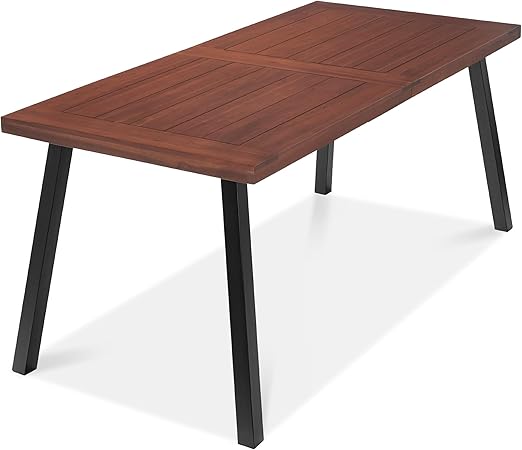 6-Person Acacia Wood Dining Table with Metal Legs