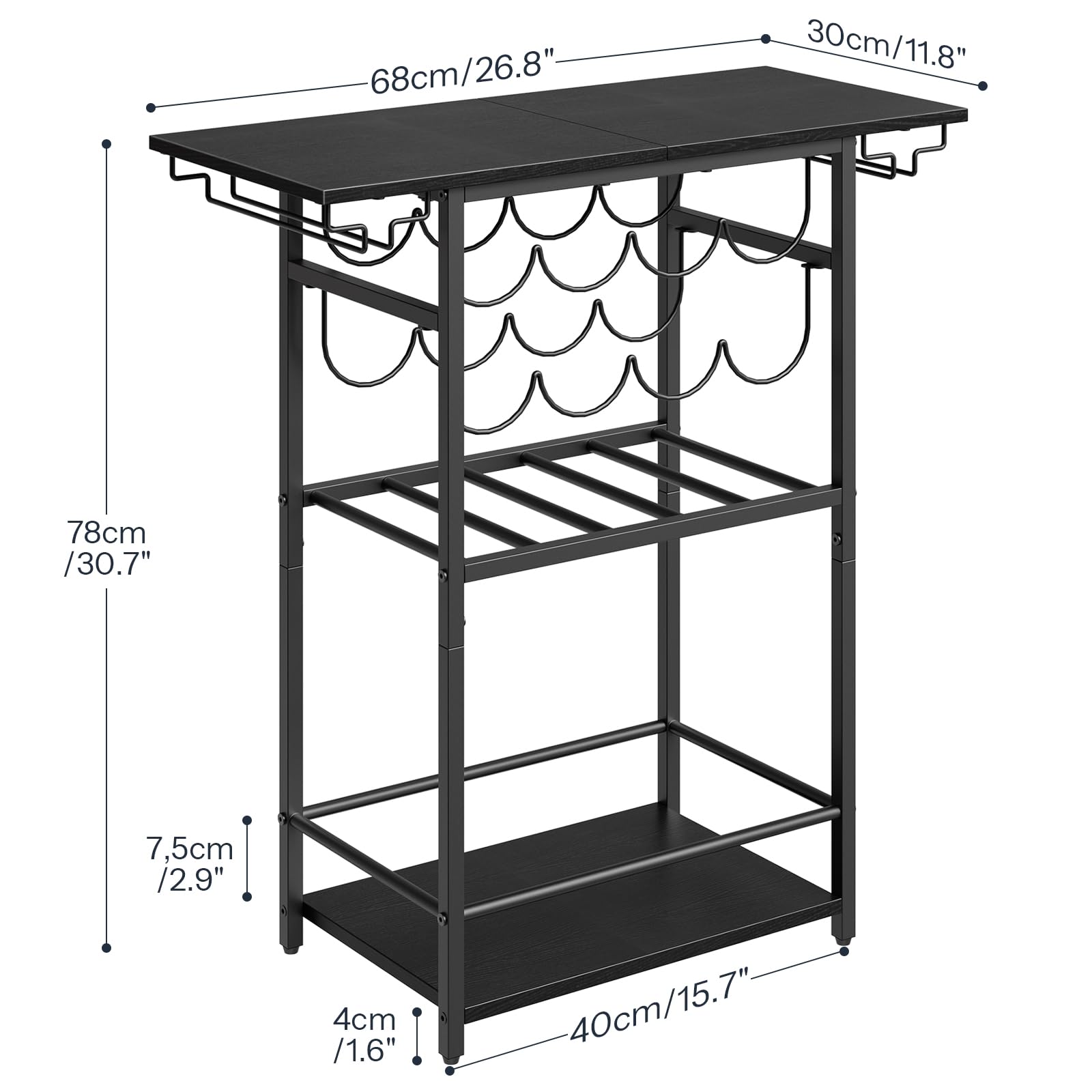 5-Tier Wine Rack with Glass Holder