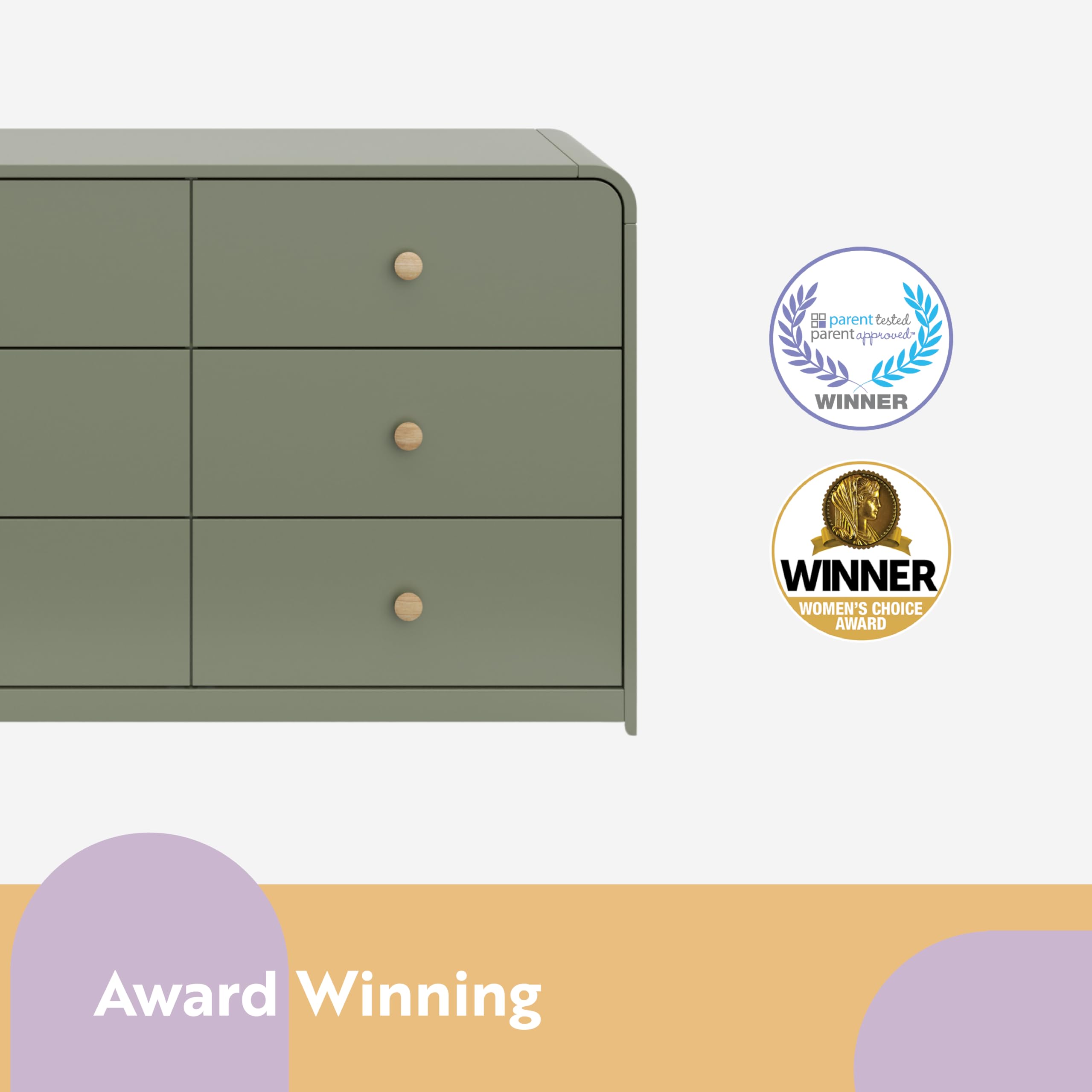 Santos 6 Drawer Dresser Olive & Natural