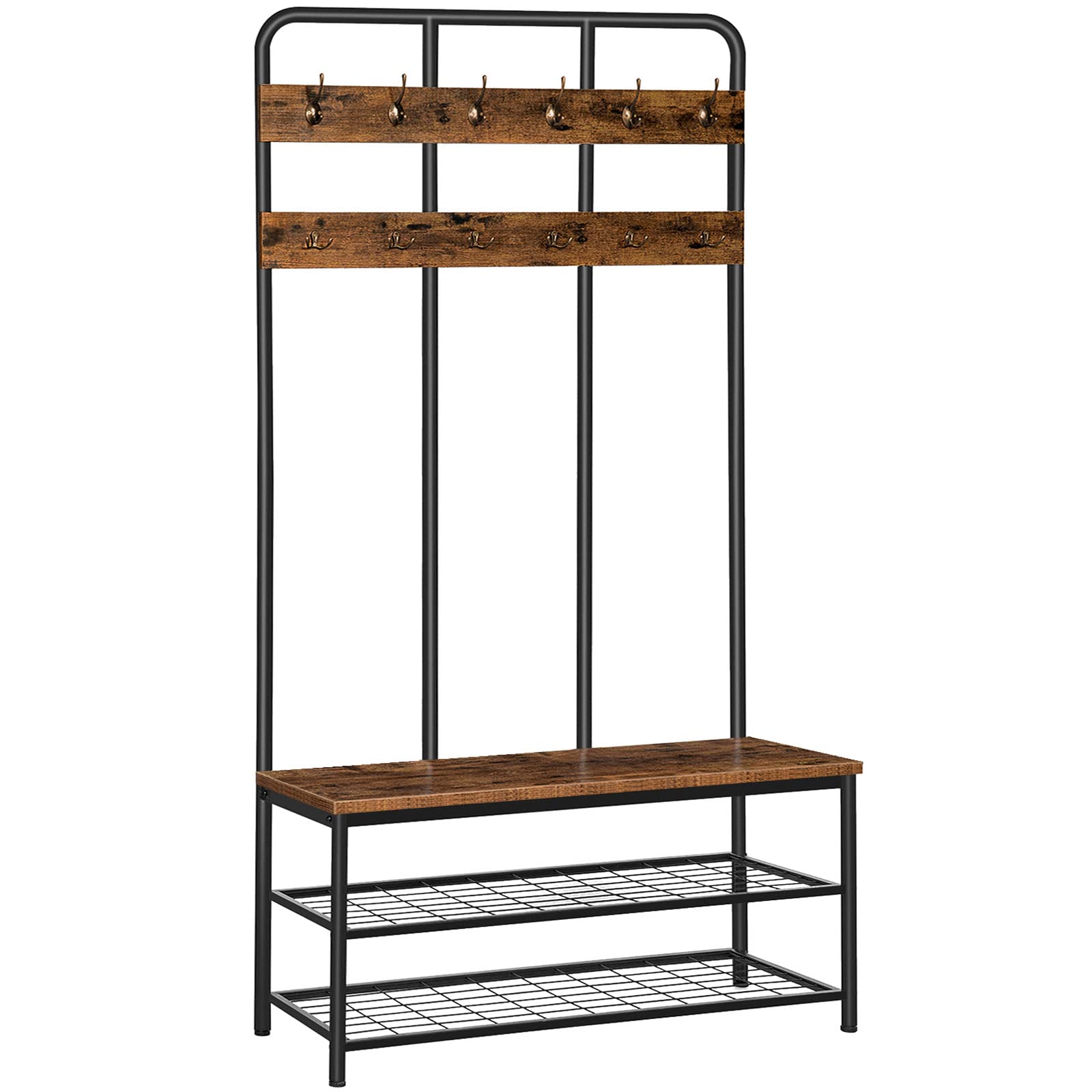 Hall Tree with Bench and Coat Rack