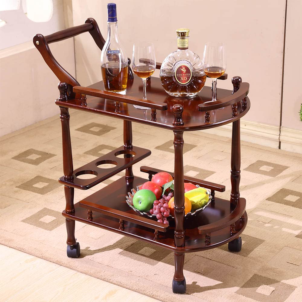 2-Tier Mobile Bar Cart with Wheels
