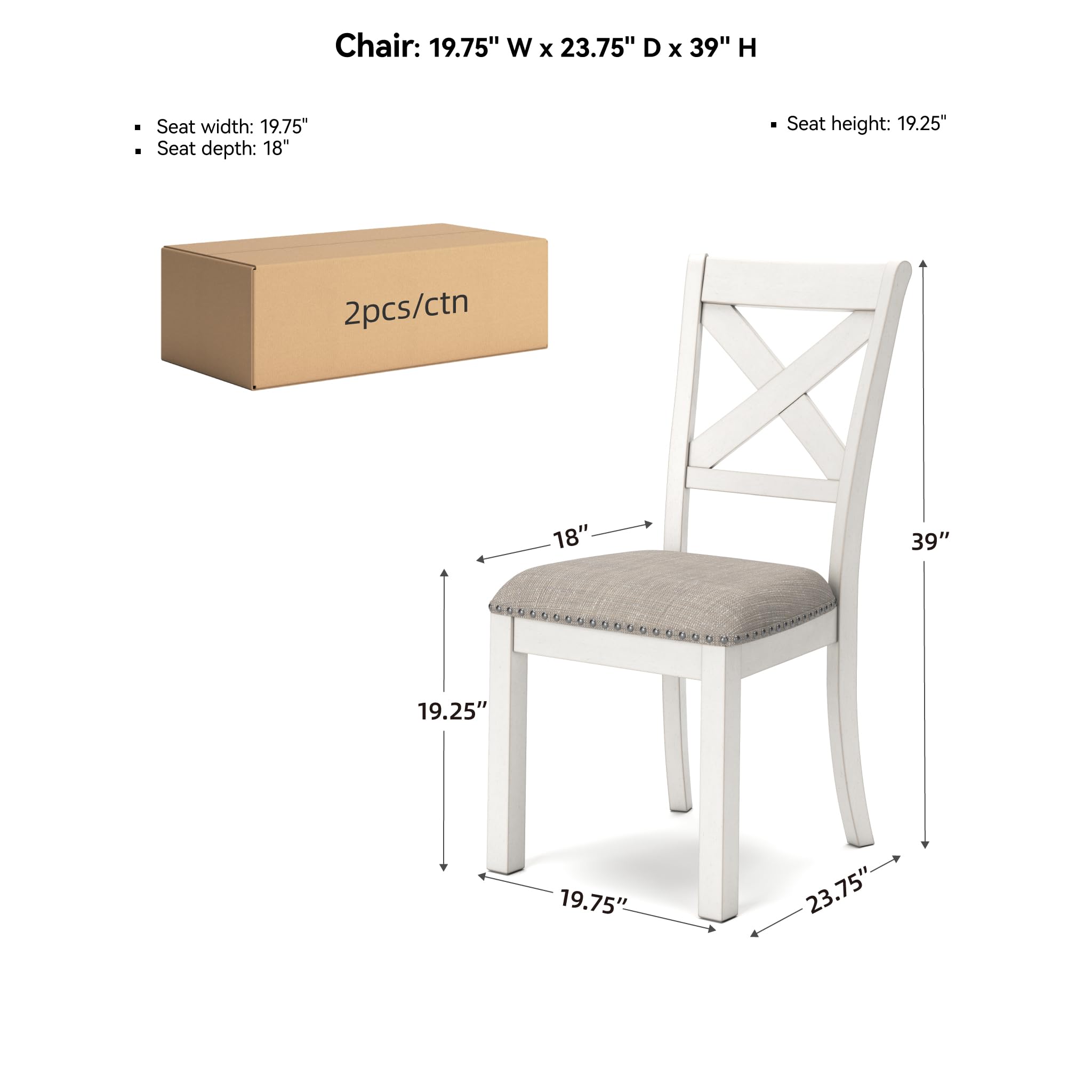 Upholstered Dining Chair with Nailhead Trim, Set of 2